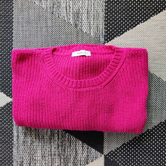 ZARA Knit Magenta Oversized Sweater | M - Picture 3 of 6